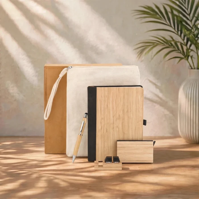 Bamboo Diary With Engraving - Personalized Wooden Cover Diary Set With Bamboo Pen