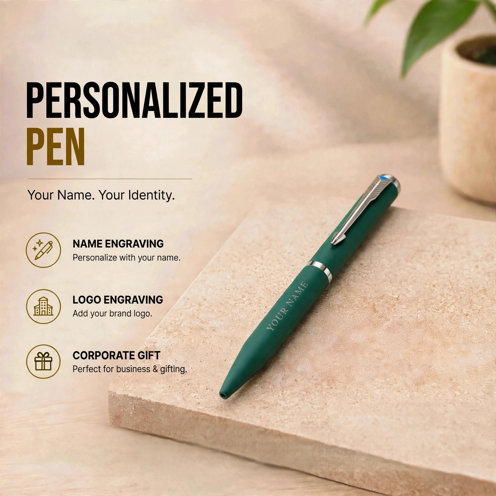 Personalized Pen With Name Engraving - Premium Matte Finish Ball Pen Set - Image 3