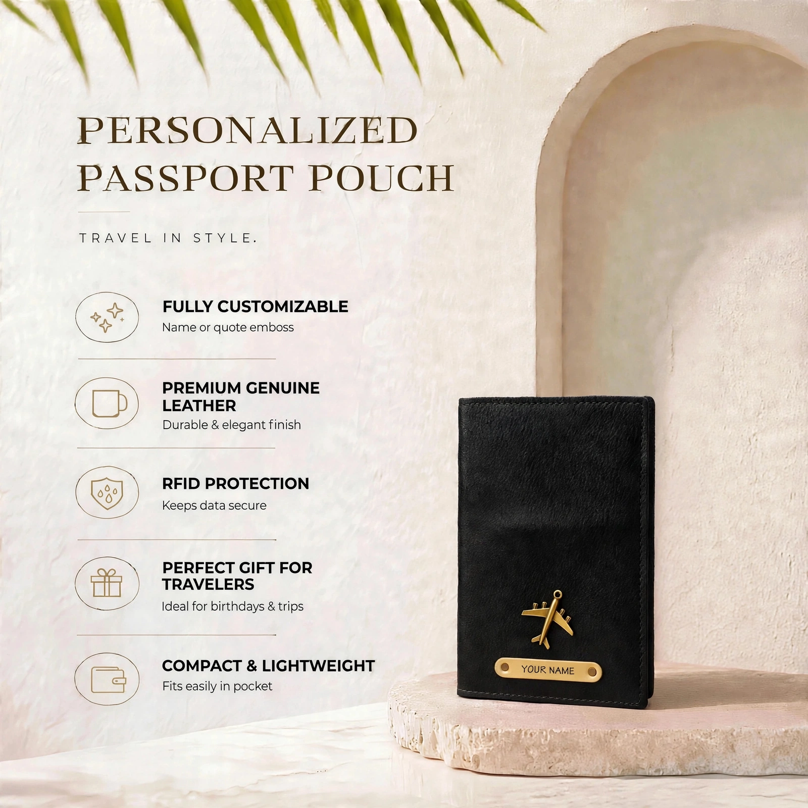 Personalized Passport Pouch - Custom Name Passport Cover With Aeroplane Charm - Image 3