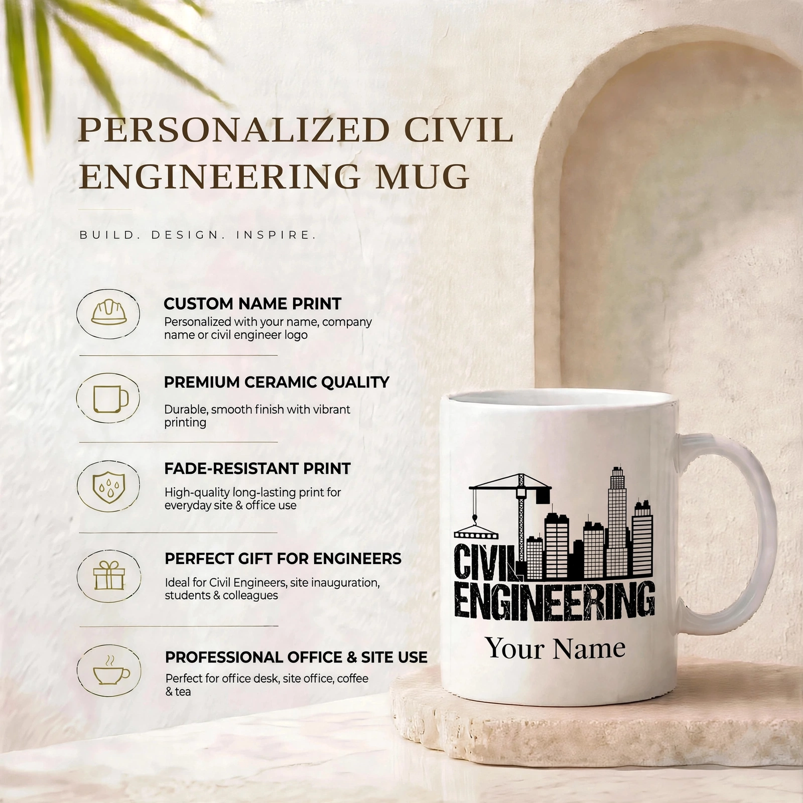 Civil Engineering Ceramic Coffee Mug | Civil Engineer Gift Mug - Image 3
