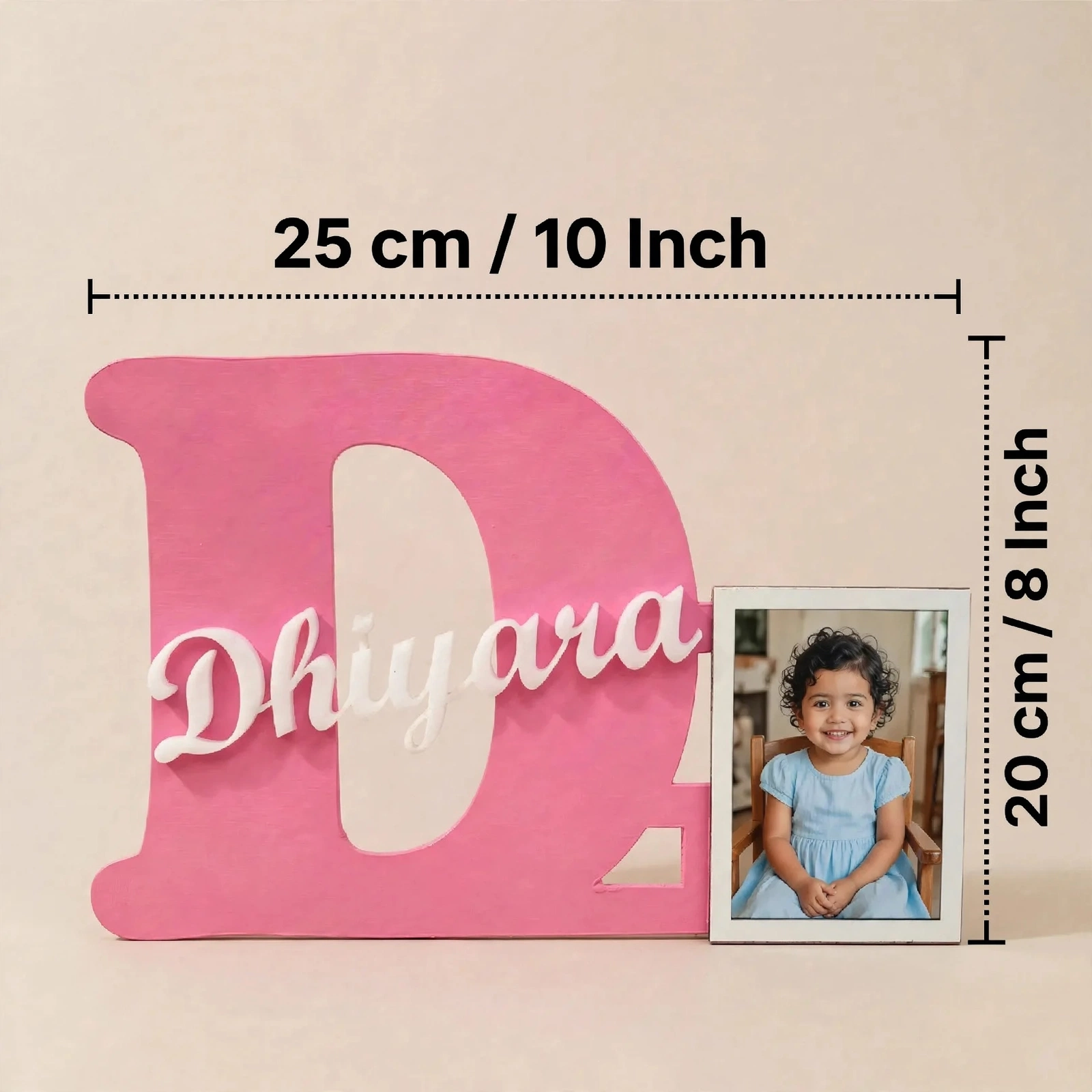 Custom Wooden Letter Name Stand - Personalized MDF Wooden Name Stand With Photo Frame - Image 2