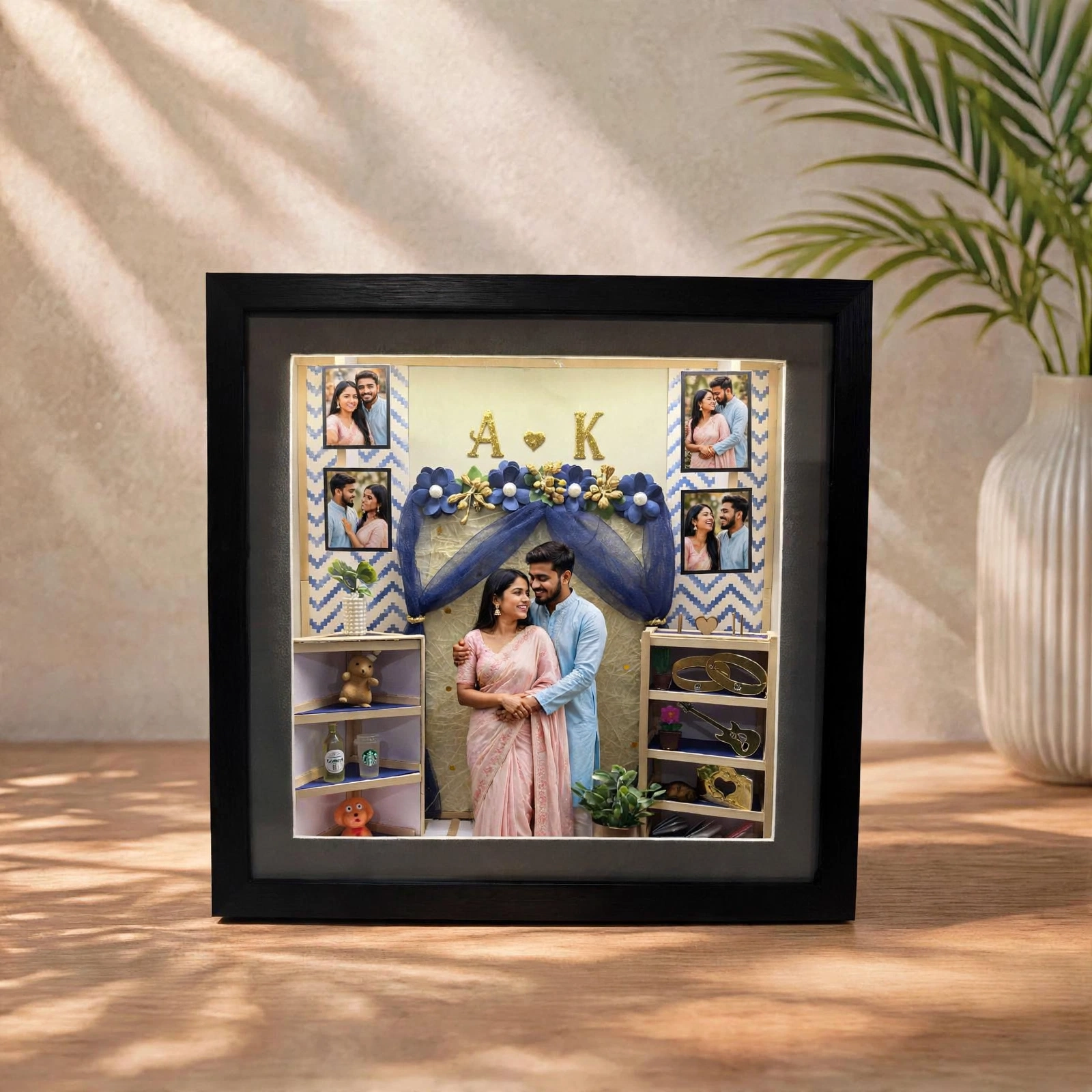 Personalized Miniature 3D Frame - Custom Photo Miniature Box Frame With Lights