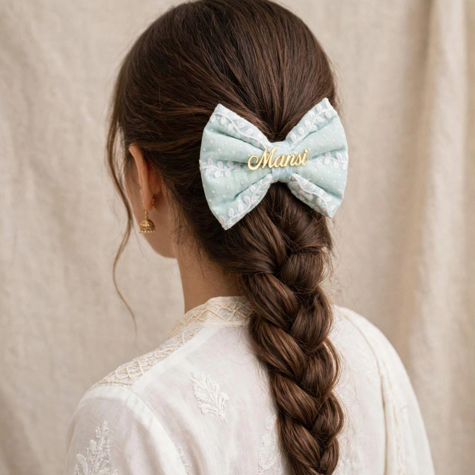 Kids Hair Accessories With Name - Personalized Pearl Bow Clip With Custom Name - Image 4