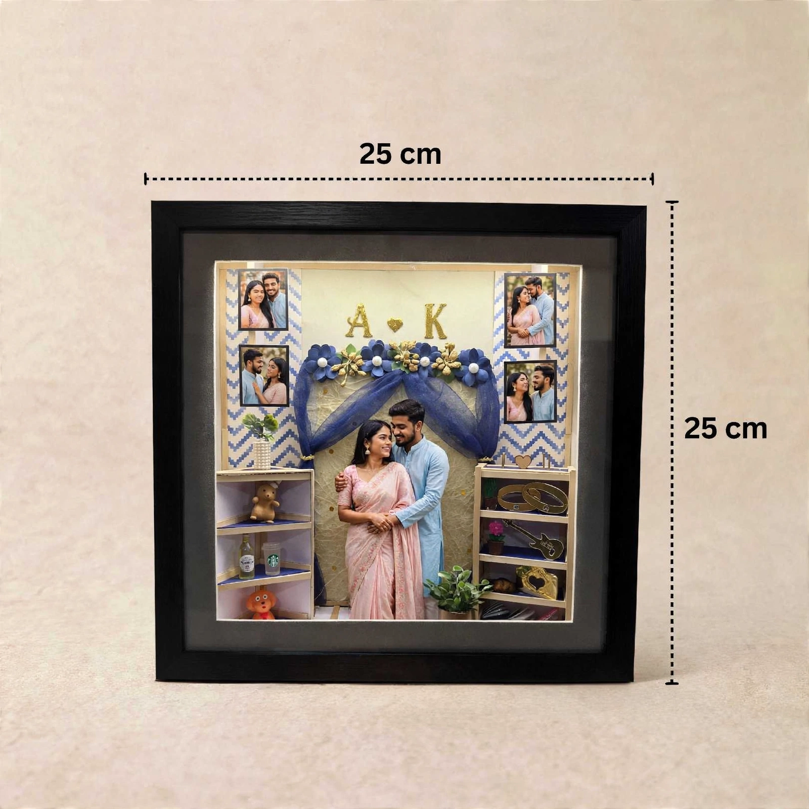 Personalized Miniature 3D Frame - Custom Photo Miniature Box Frame With Lights - Image 2