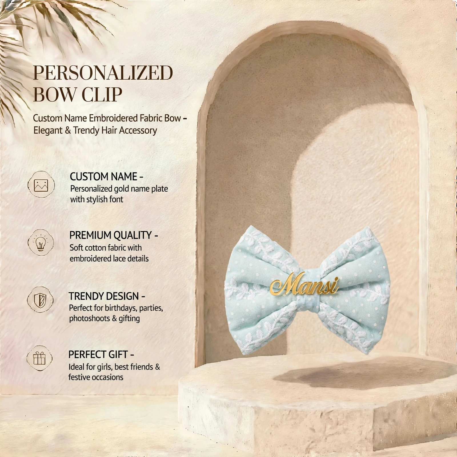 Kids Hair Accessories With Name - Personalized Pearl Bow Clip With Custom Name - Image 3