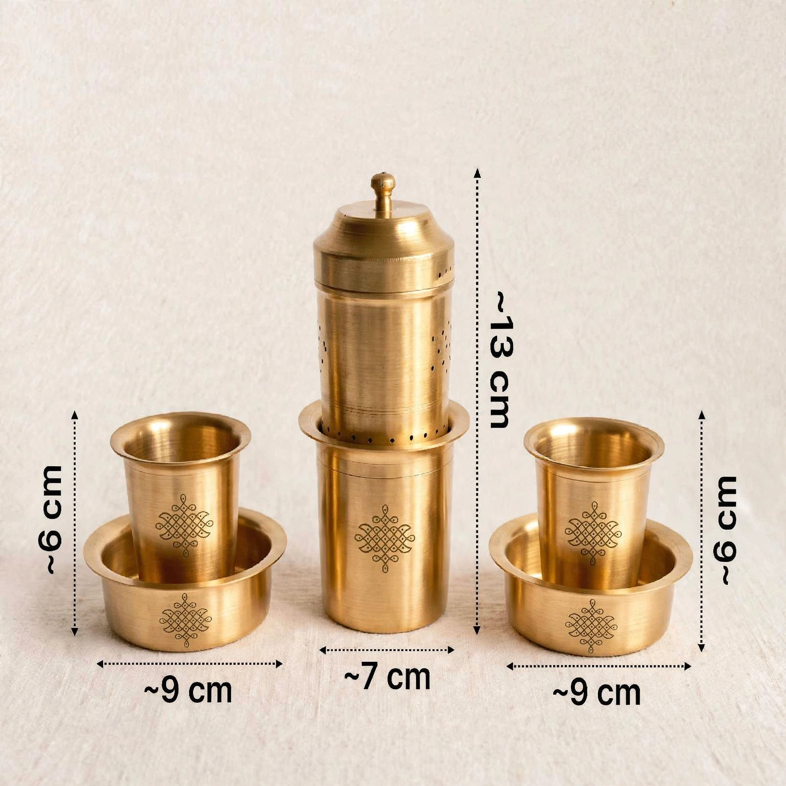 Traditional Coffee Dabara Set - Premium Pure Brass Coffee Filter Dabara Set - Image 2