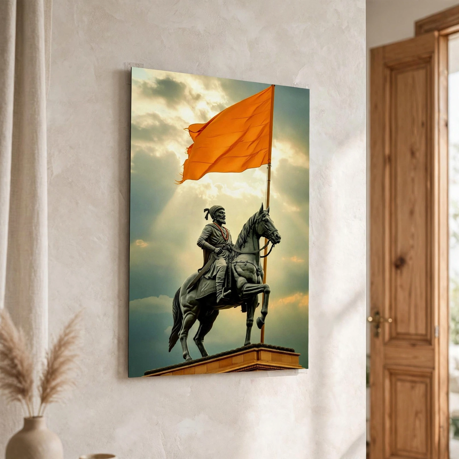 Metal A4 Size Frame - Chhatrapati Shivaji Maharaj Premium Metal A4 Size Poster With Horse Statue - Image 4
