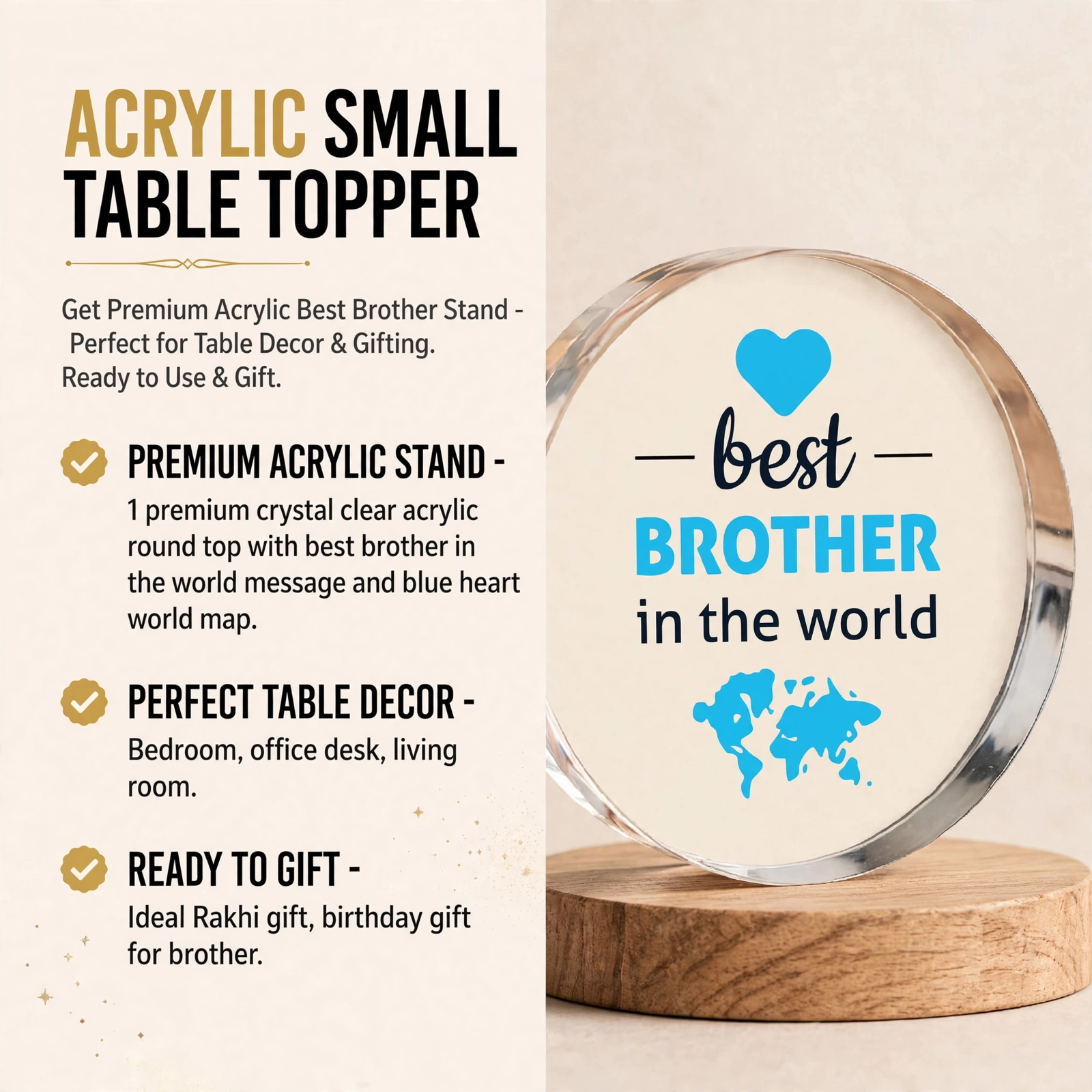 Circle And Square Paper Weight - Ready To Gift Acrylic Table Topper For Office Desk And Bedroom - Image 3