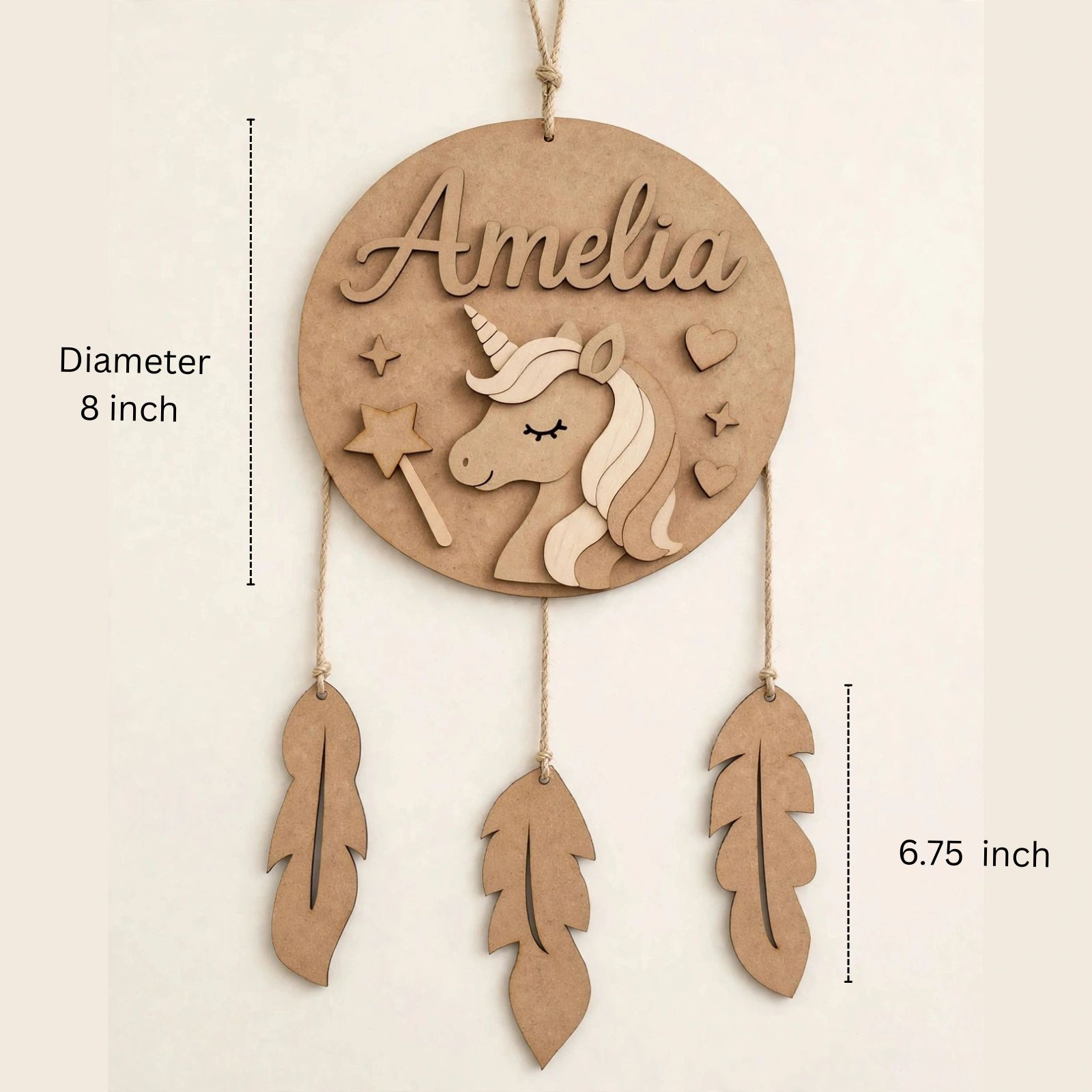 DIY Kit 8 Inch - Premium Personalized MDF Name Plate Painting Kit With Feather Hanging - Image 2