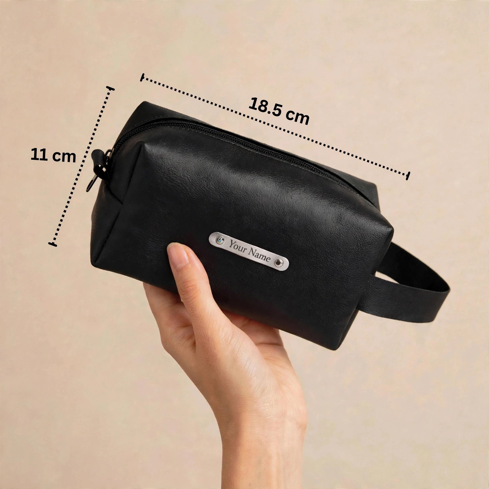 Utility Pouch - Personalized Premium Vegan Leather Pouch With Custom Name Plate - Image 2