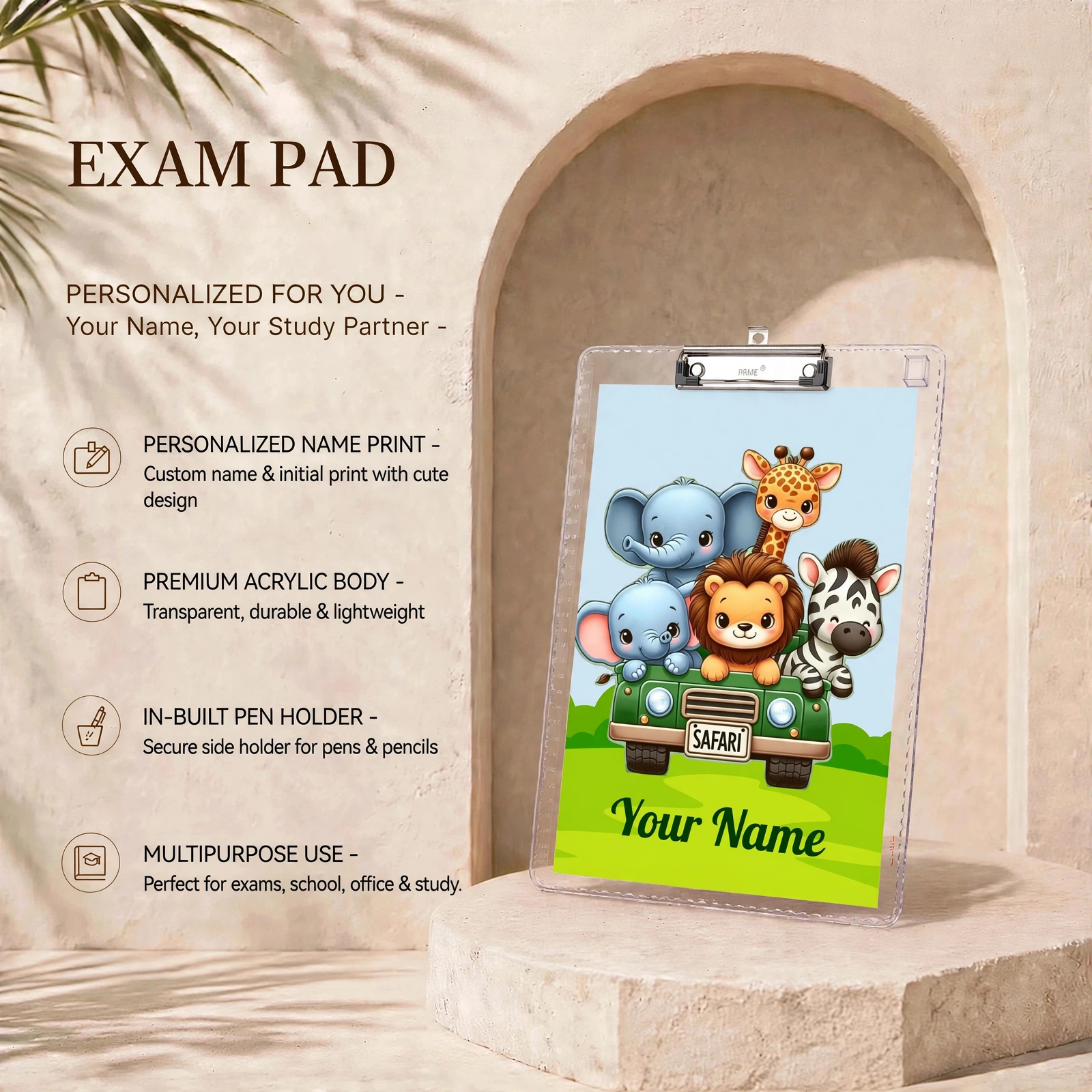 Exam Pad - Personalized Acrylic Exam Pad With Name Print And Pen Holder - Image 3