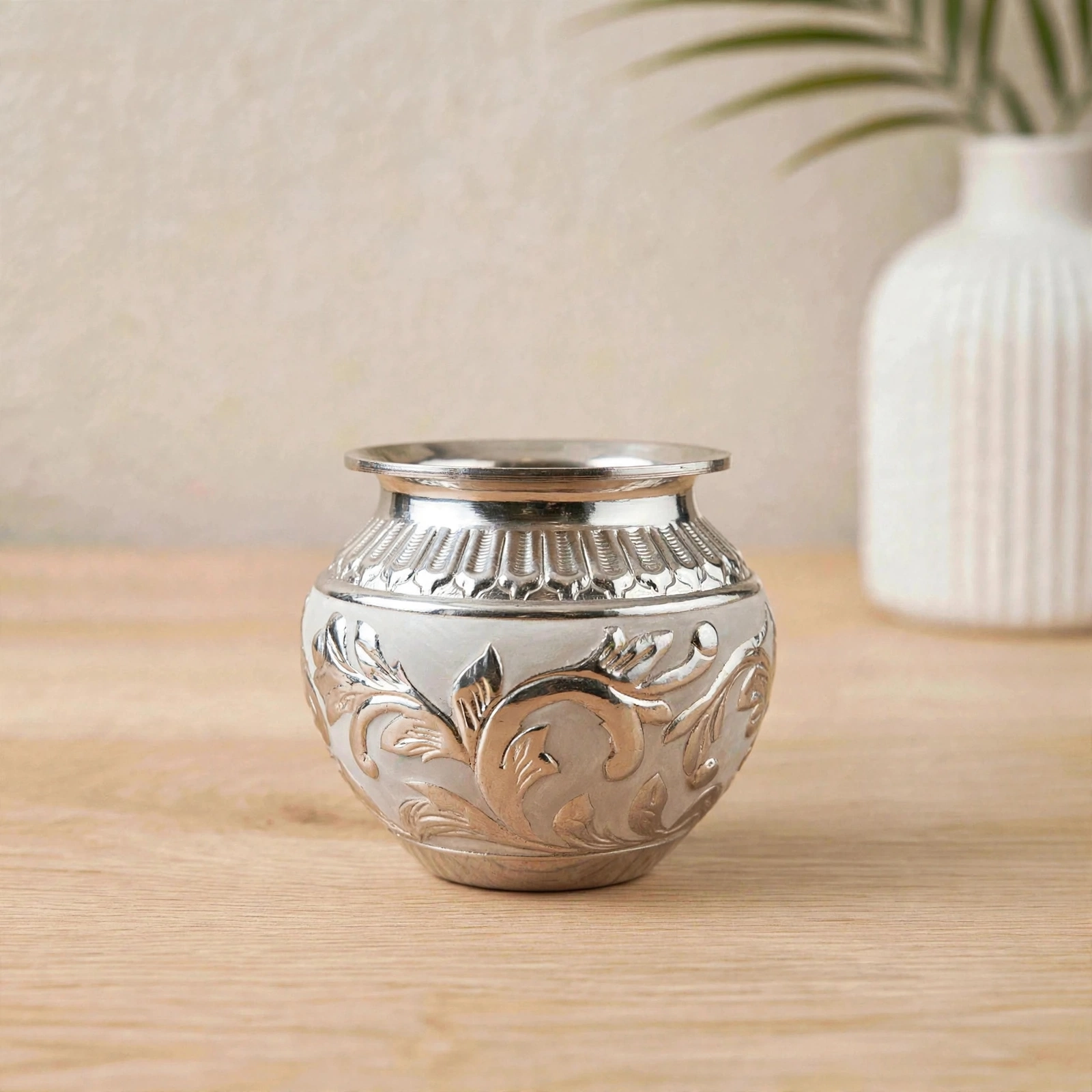 German Silver Product - Premium German Silver Pooja Lota Kalash With Enamel Work