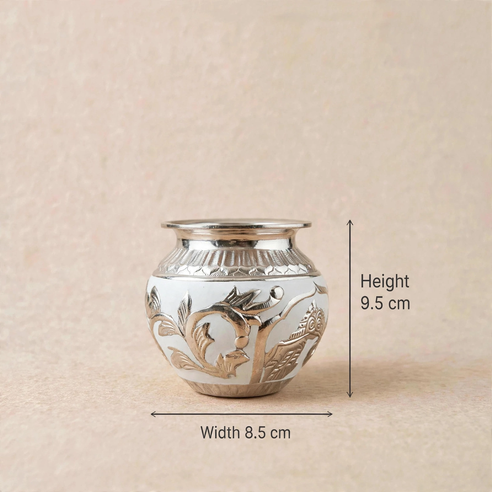 German Silver Product - Premium German Silver Pooja Lota Kalash With Enamel Work - Image 2
