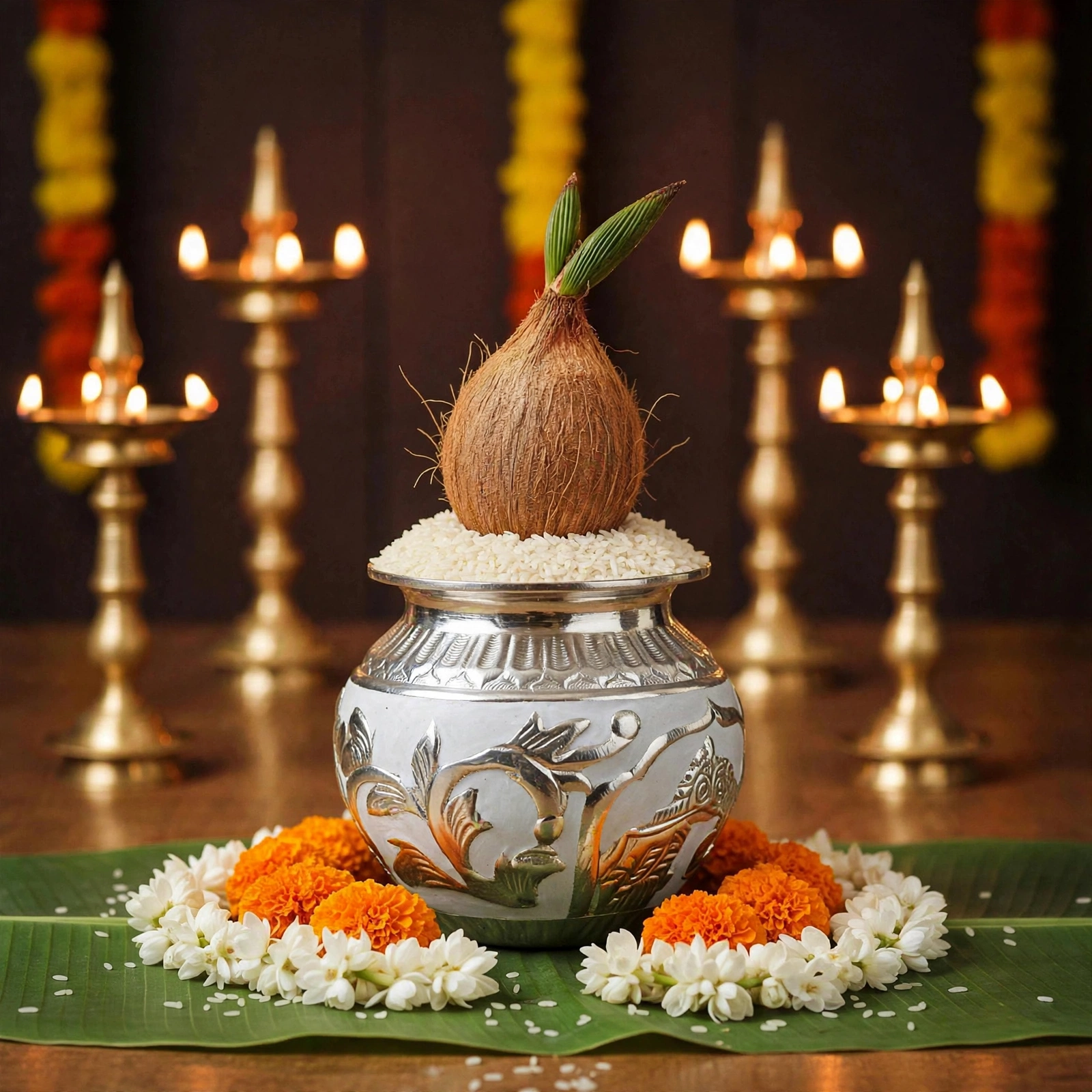 German Silver Product - Premium German Silver Pooja Lota Kalash With Enamel Work - Image 4