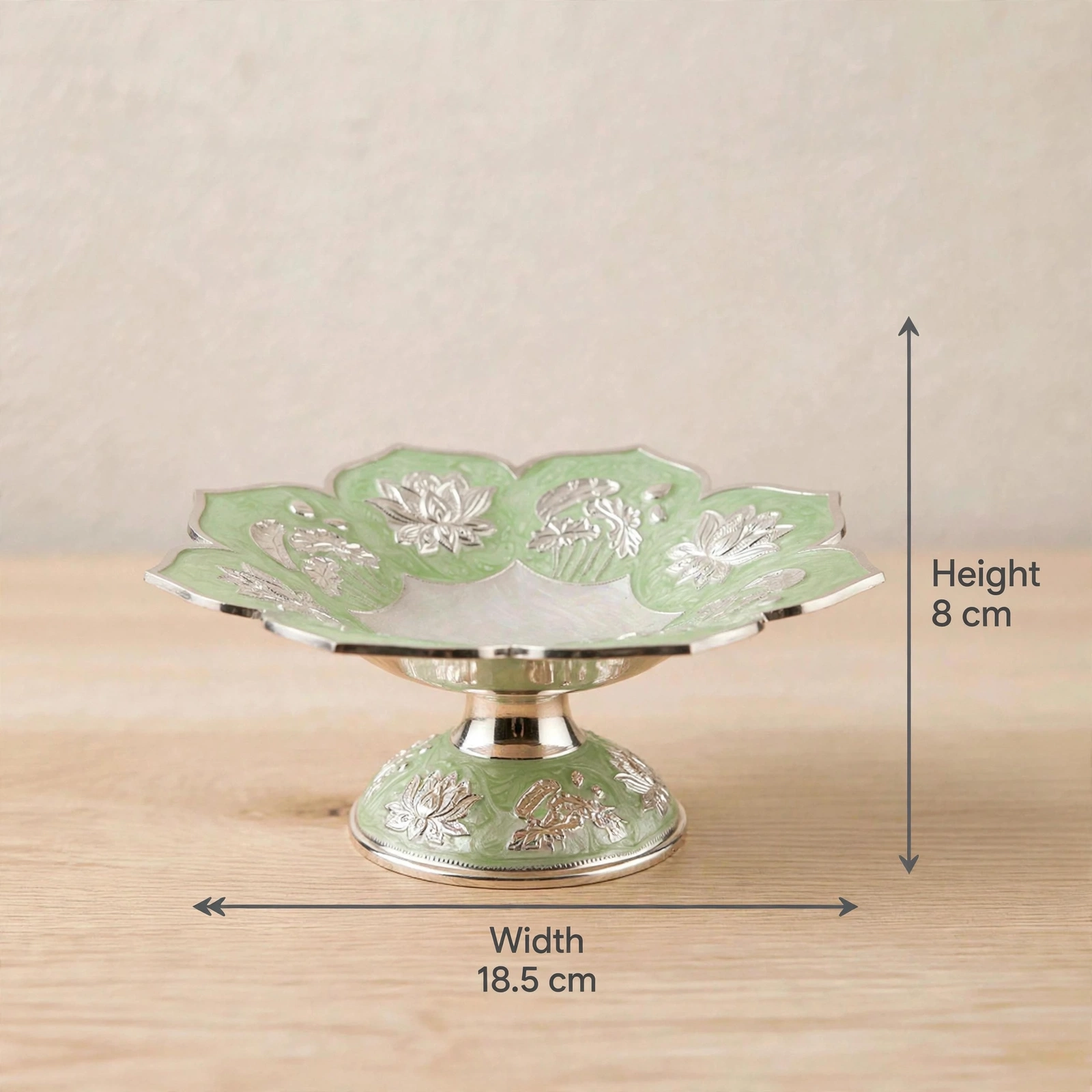 German Silver Product - Premium German Silver Lotus Tray With Pedestal Base - Image 2