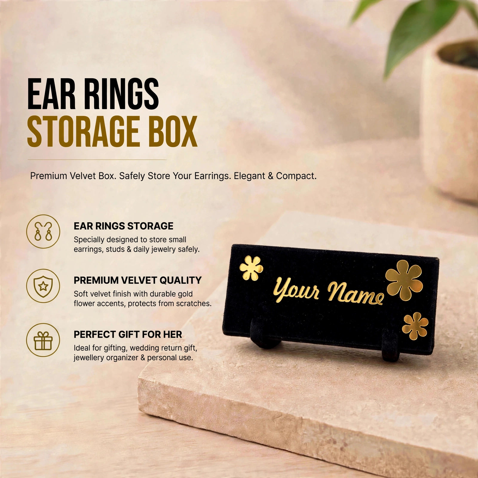 Ear Rings Set With Box - Personalized Velvet Earrings Storage Box With 12 Pairs Stylish Earrings - Image 3