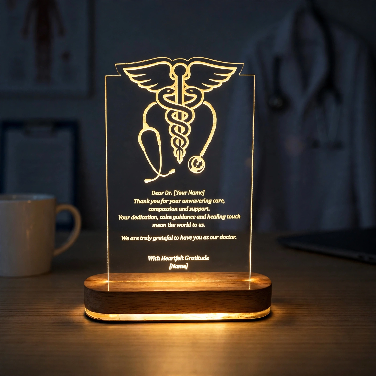 LED Acrylic Table Top - Premium Elegance Personalized LED Acrylic Trophy With Custom Engraving - Image 4