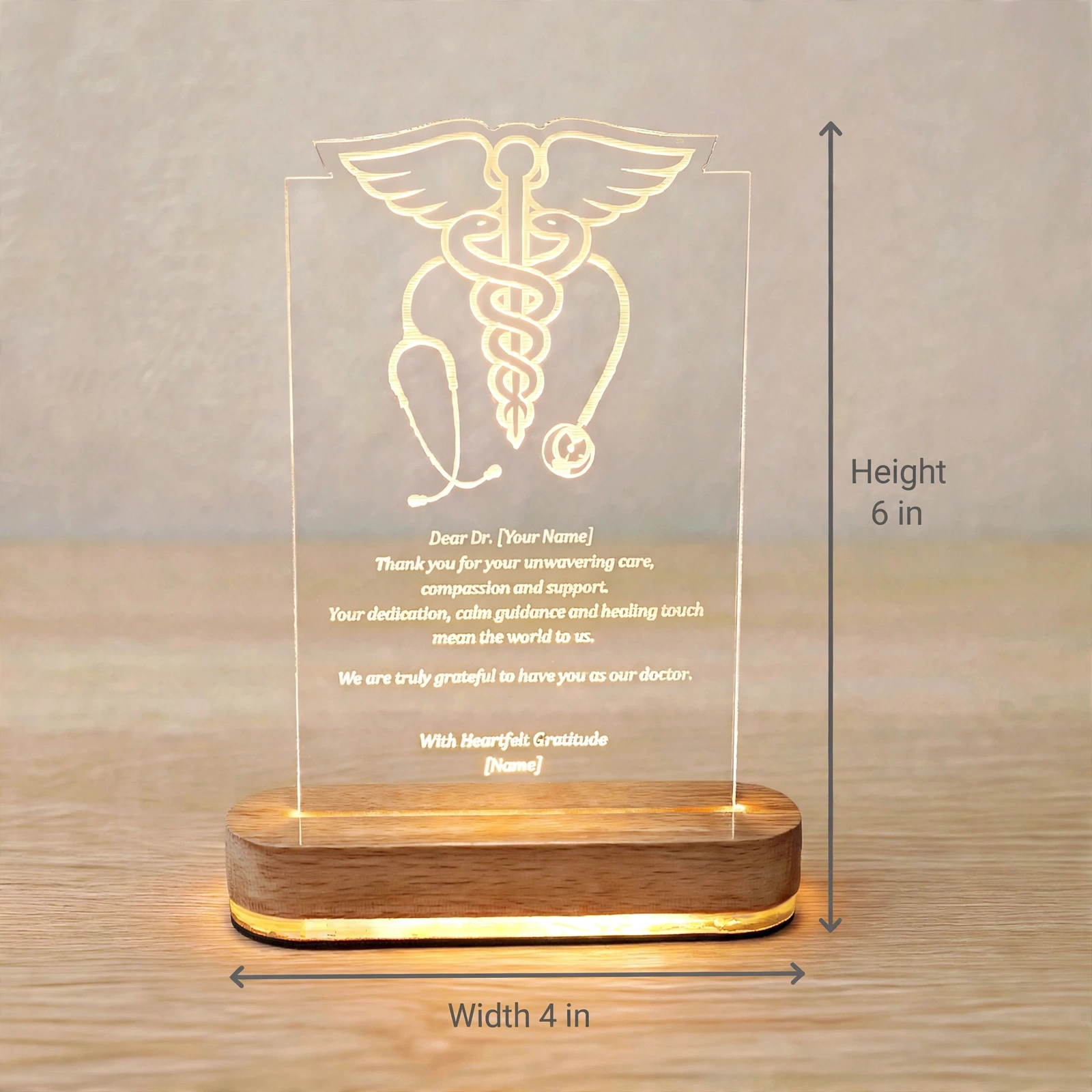 LED Acrylic Table Top - Premium Elegance Personalized LED Acrylic Trophy With Custom Engraving - Image 2