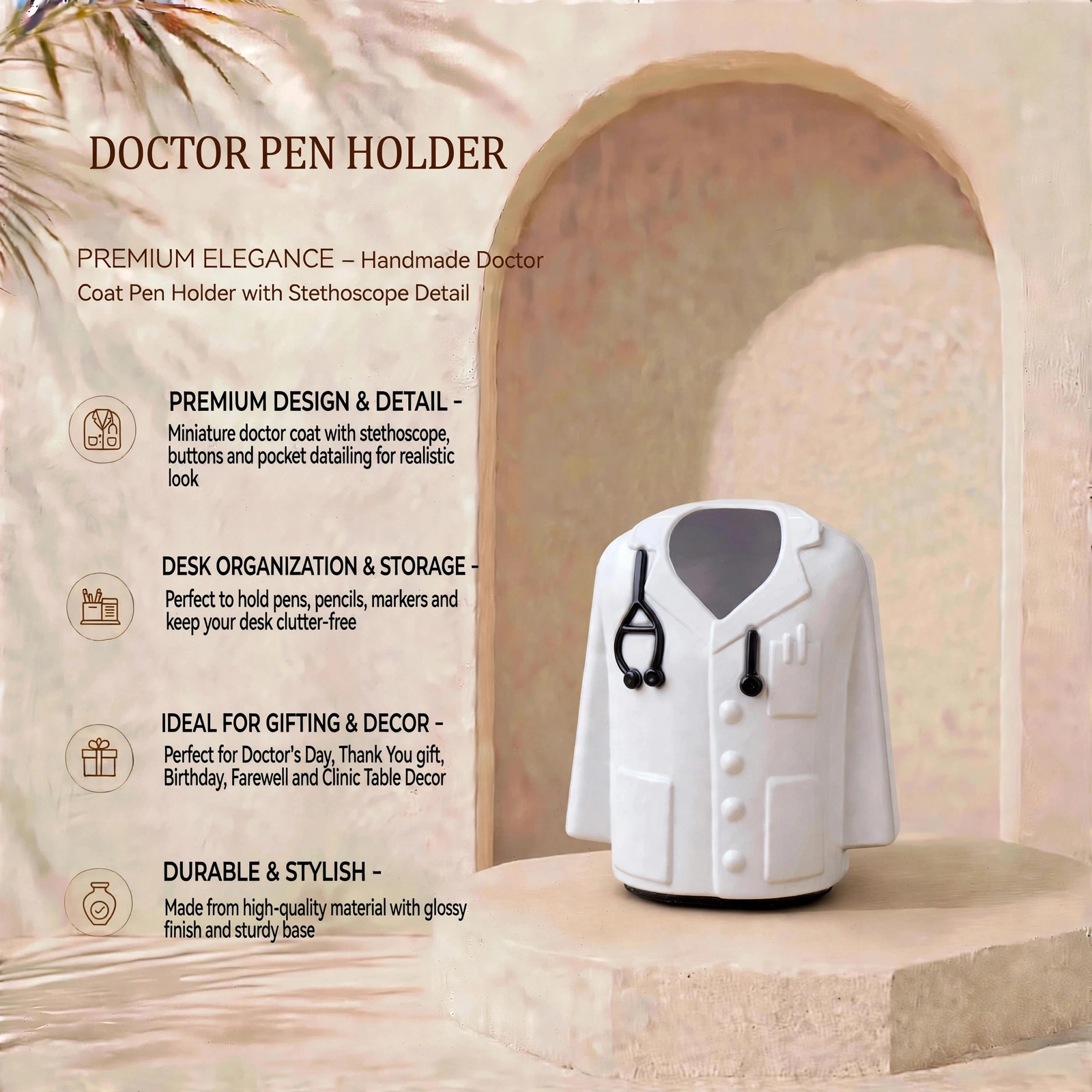 Doctor Pen Holder - Premium Elegance Doctor Coat Pen Holder With Stethoscope Detail - Image 3