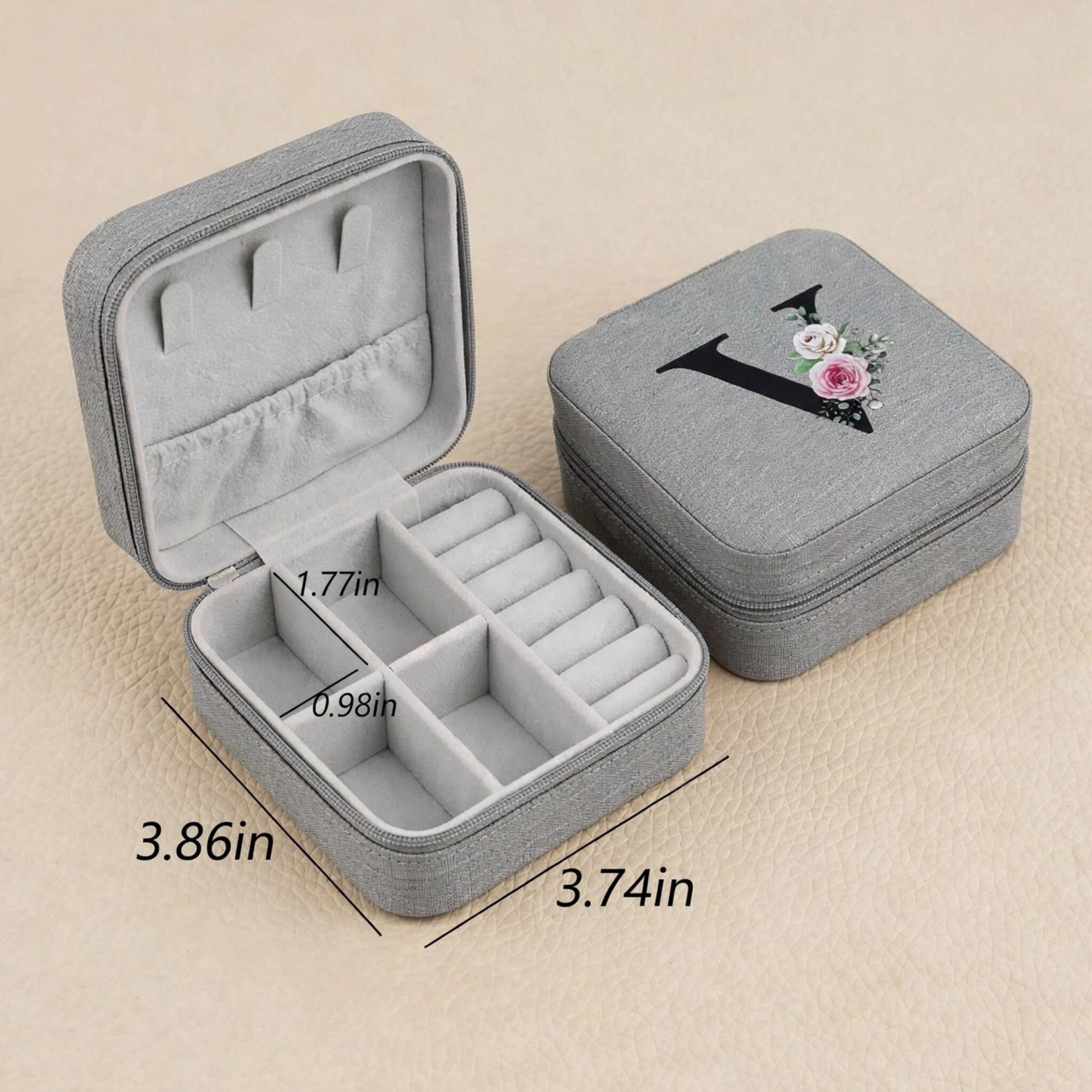 Personalised Jewellery Box With Custom DTF Initial - Compact Travel Jewellery Organizer Box With Name - Image 2