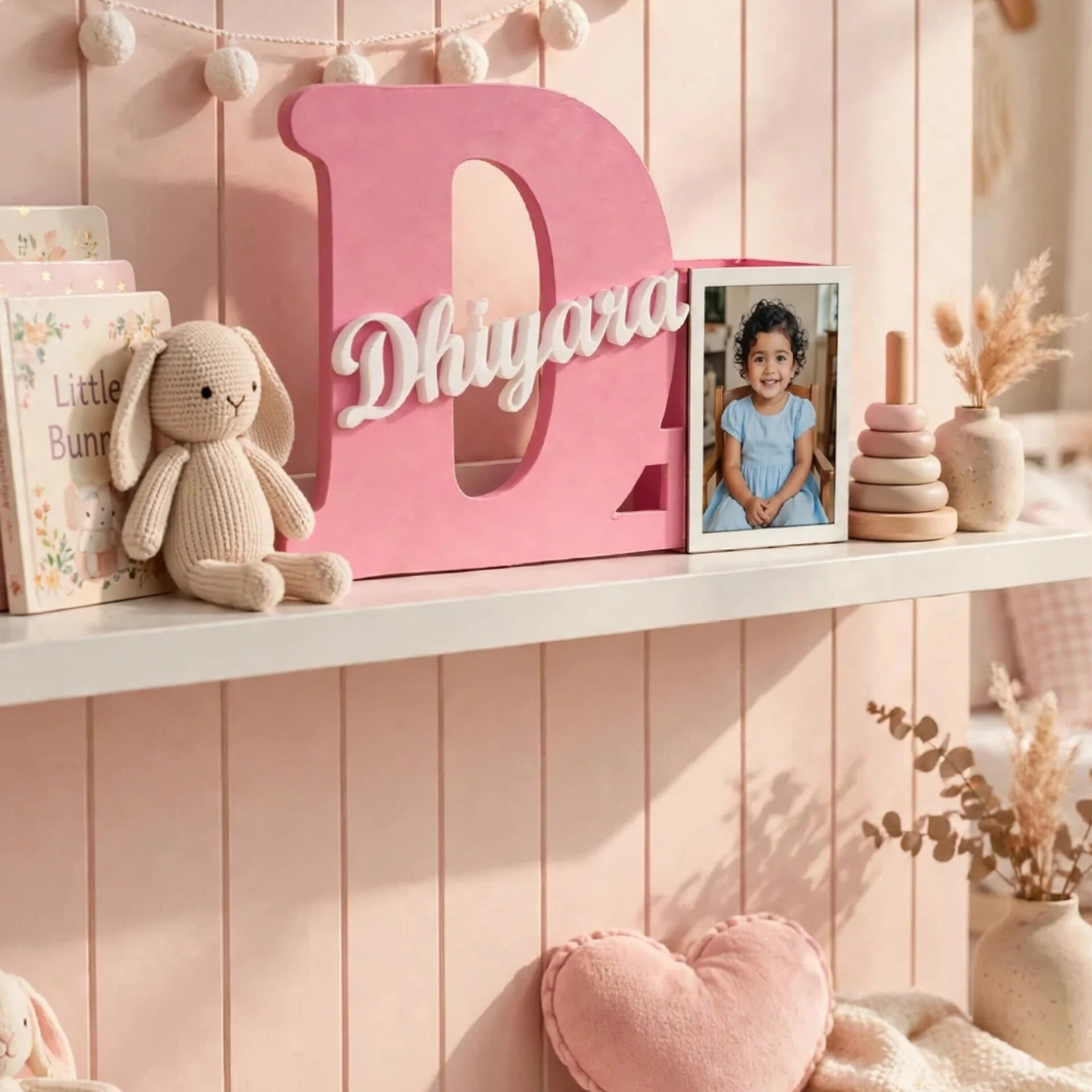 Custom Wooden Letter Name Stand - Personalized MDF Wooden Name Stand With Photo Frame - Image 4