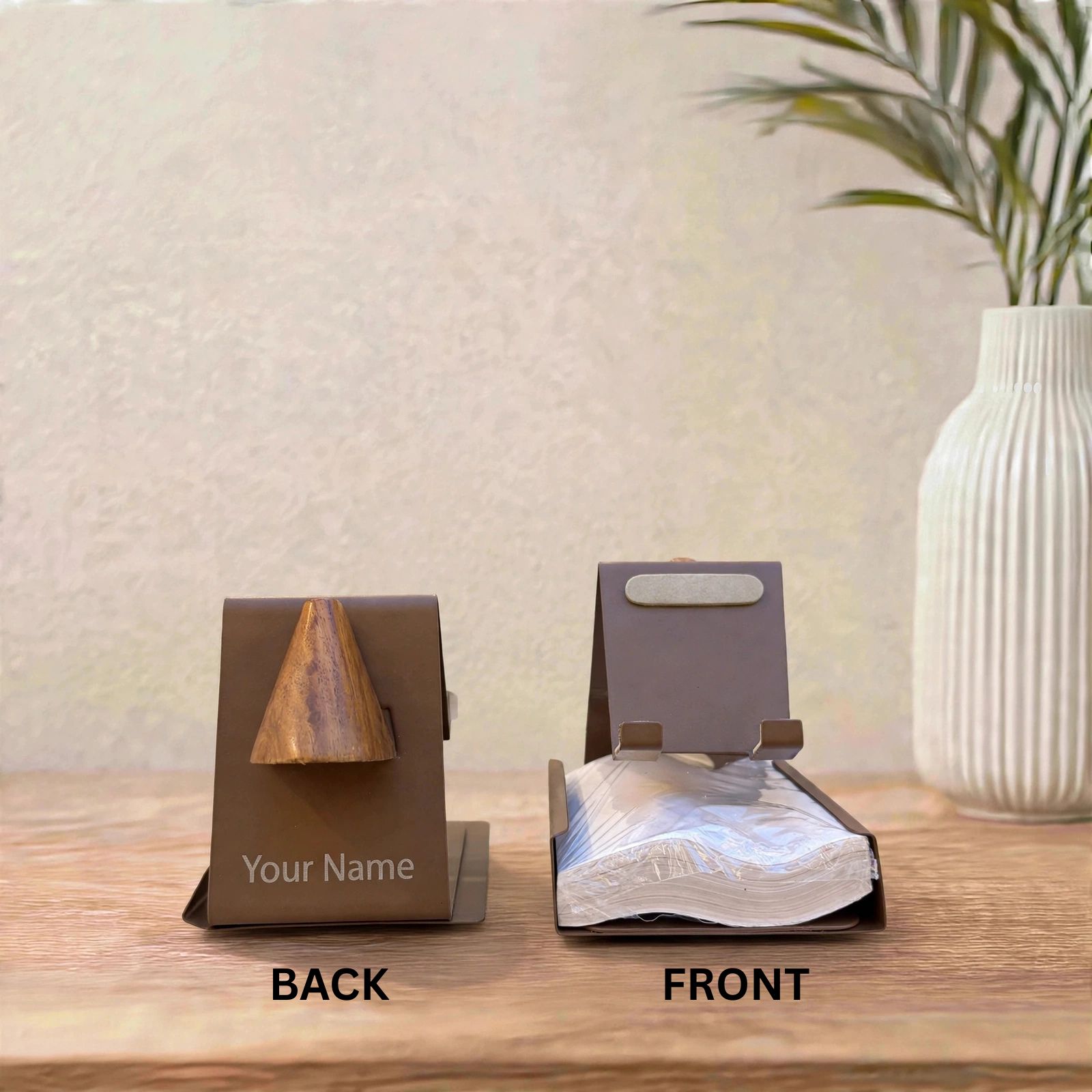 Personalized Phone Stand - Custom Name Engraving & Durable Metal Mobile Stand With Desk Organizer