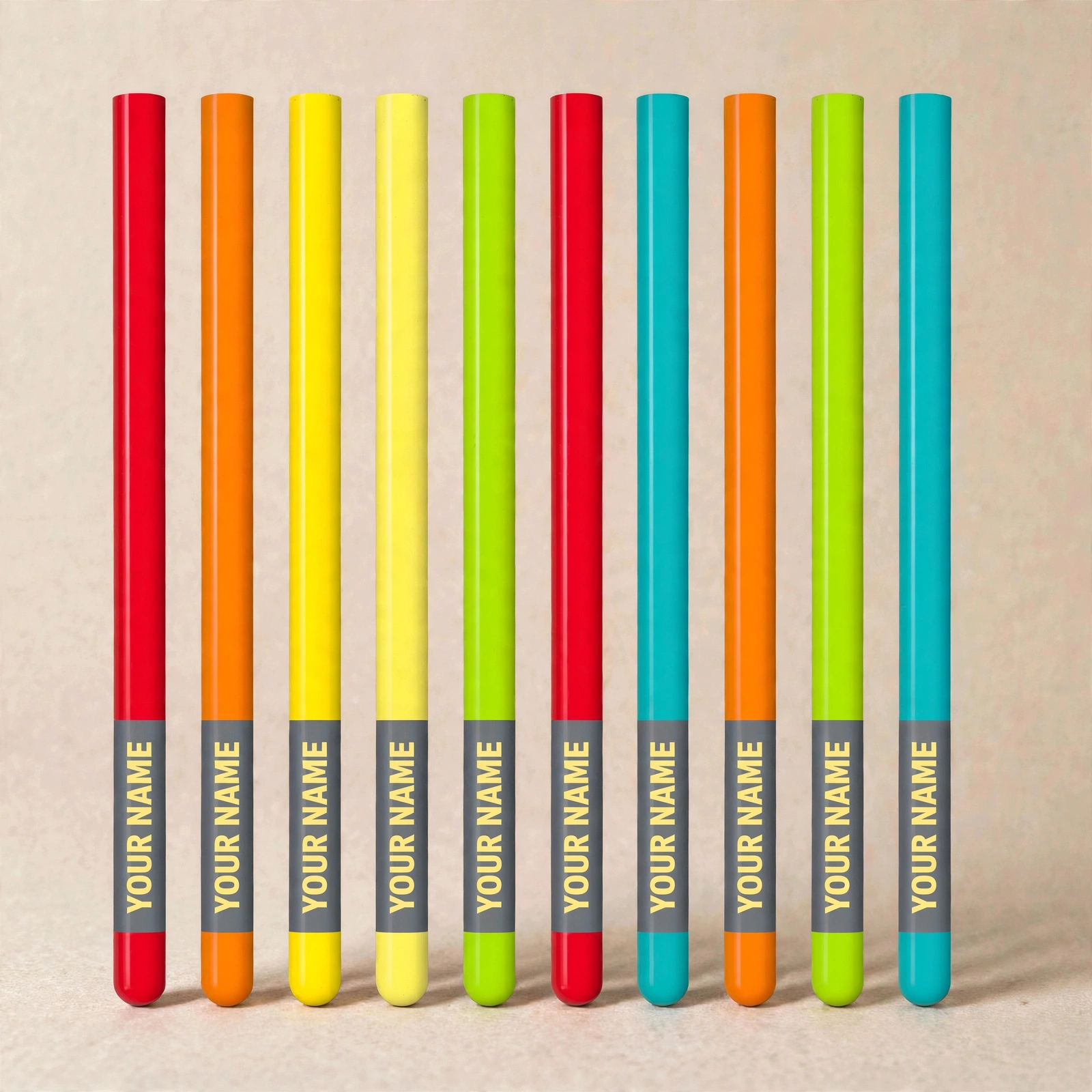 Personalised Pencil Set With Name Engraving - Custom 10 Pcs Colorful Pencil Set For Kids