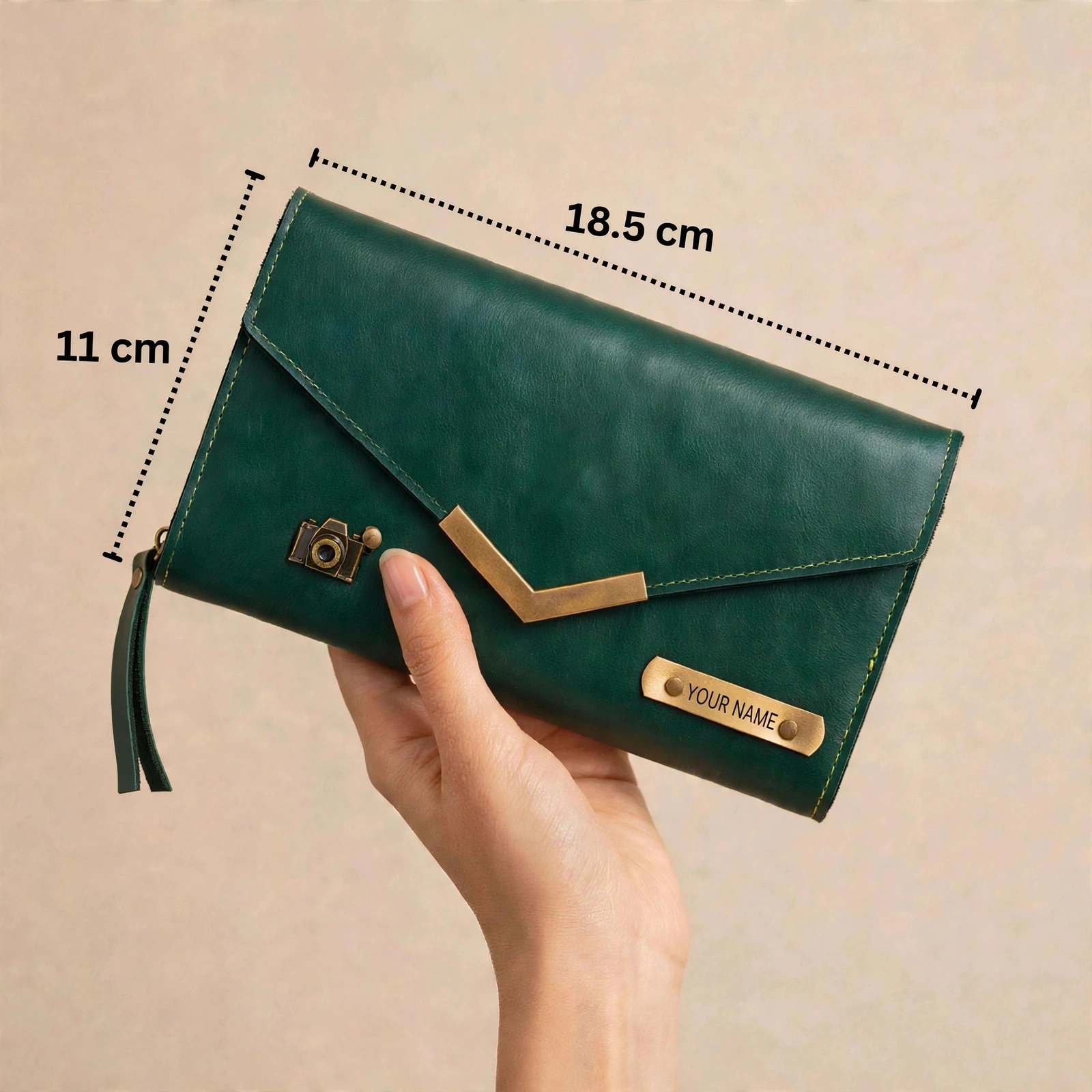 Personalised Ladies Wallet With Name Engraving - Custom Vegan Leather Clutch Wallet With Charm - Image 2