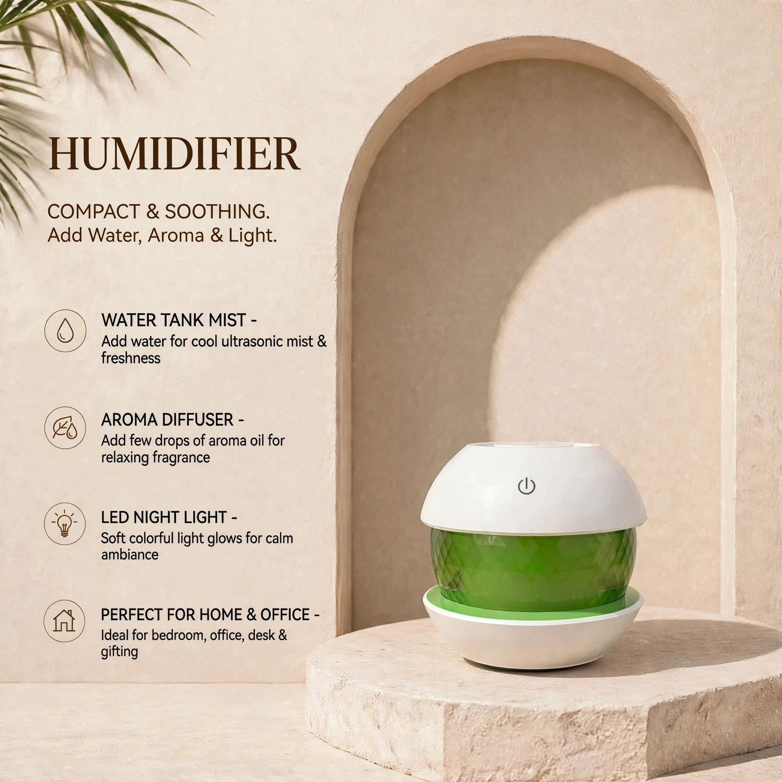 Humidifier For Home And Office - Cool Mist Humidifier With Aroma And Light - Perfect For Gifting - Image 3