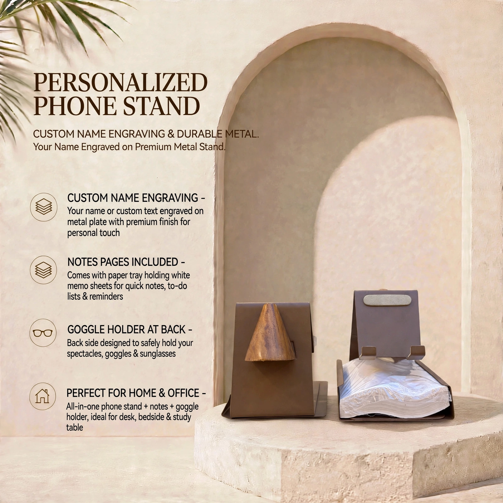 Personalized Phone Stand - Custom Name Engraving & Durable Metal Mobile Stand With Desk Organizer - Image 3