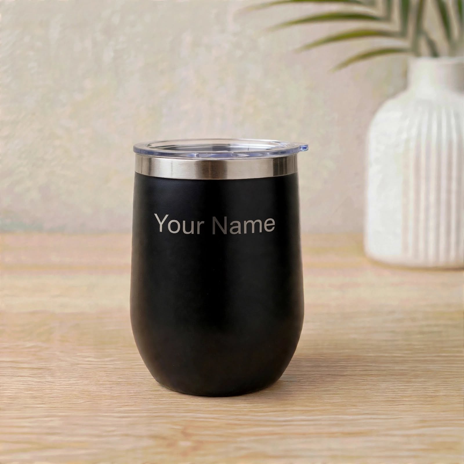 Double Wall Insulated Mug Plum 450 - Premium 450 ML Stainless Steel Coffee Mug With Custom Name Engraving