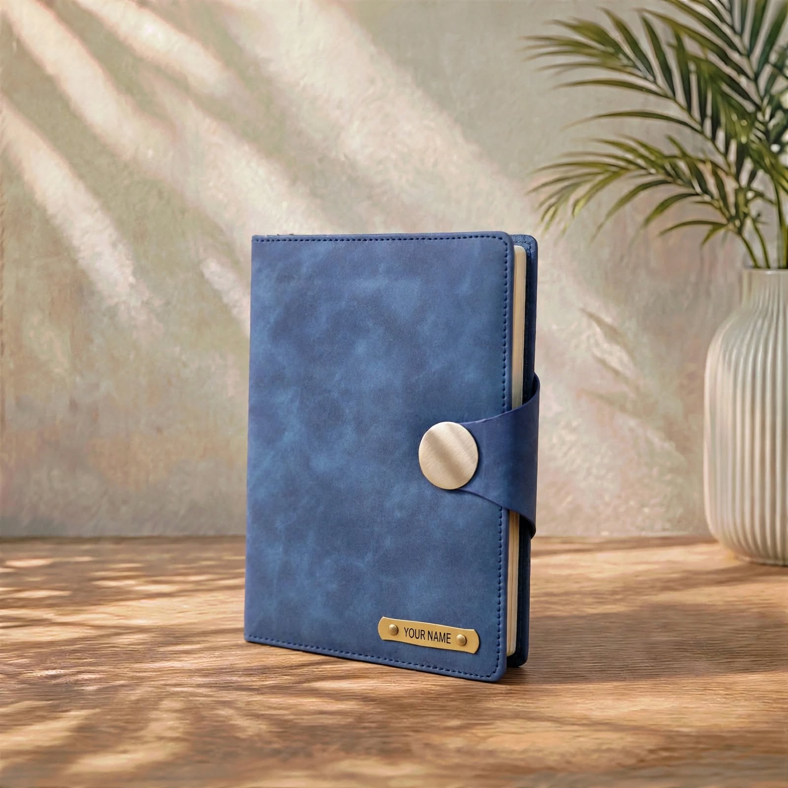 Personalized Name Diary with Custom Engraved Plate - A5 Premium Leather Diary for Office and Gifting