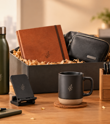 Corporate gifts under ₹500 for employees, including personalized mugs, bottles, diaries, phone stands, utility pouches and desk accessories