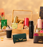 Diwali gift hampers with personalized tumblers, engraved water bottles, custom wallets, festive snacks, sweets, candles, and decorative gift boxes for thoughtful Diwali gifting in 2026.